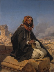 Jeremías en las ruinas de Jerusalén.