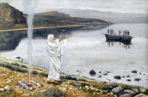 Jesús en la orilla del mar de Galilea
