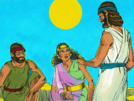 Rahab y los espías israelitas.