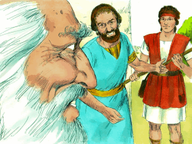 Isaí le presenta a David al profeta Samuel.